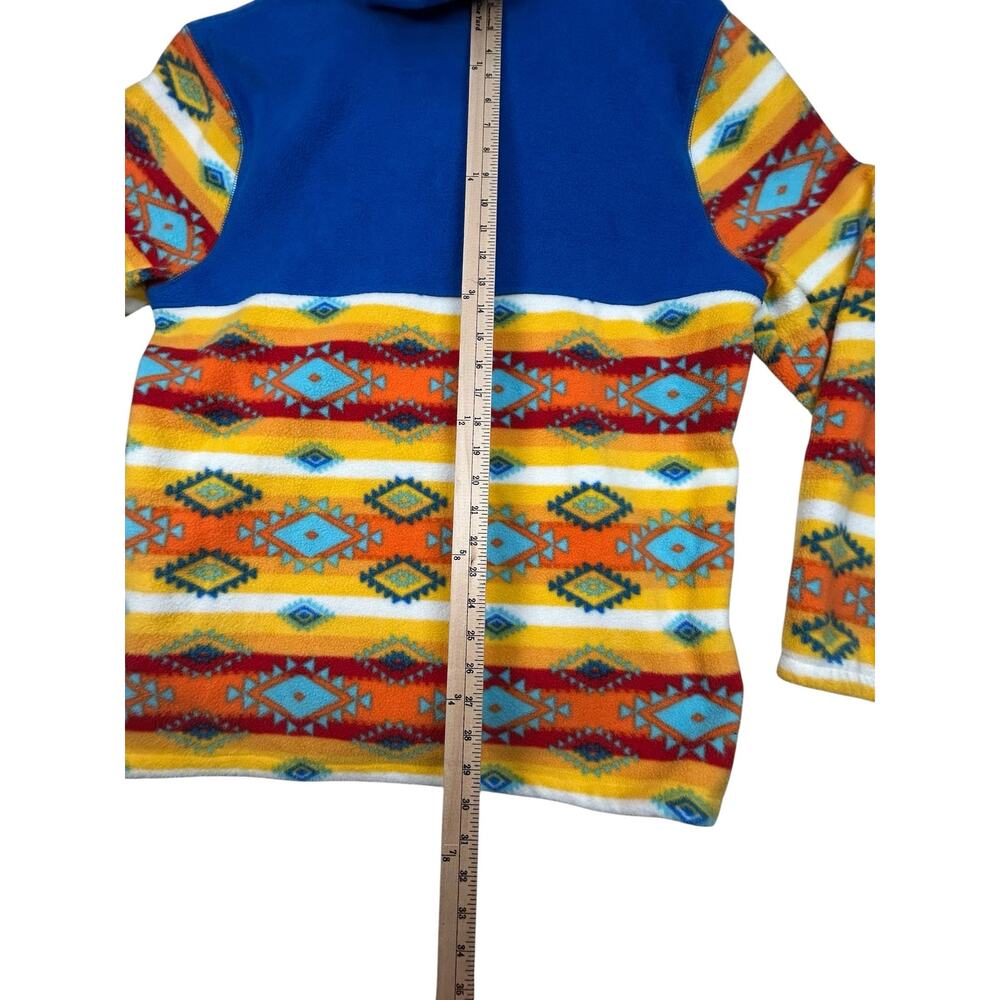 Massive Outdoor XL Aztec Southwestern Fleece Hooded Pullover Blue Multicolor - Picture 4 of 11